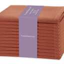 PurpleEssences Rust Set of 12 Cloth Dinner Napkins 100% Cotton 18x18 Inch - Soft Durable Washable - Ideal for Farmhouse Party Spring Easter Summer - Perfect Everyday Use Table Linen - Rust