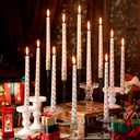 12 Pcs Christmas Tree Taper Candles Xmas Decor 10 Inch Tall Candles Set for Christmas Gift Xmas Dinner Party Table Decoration