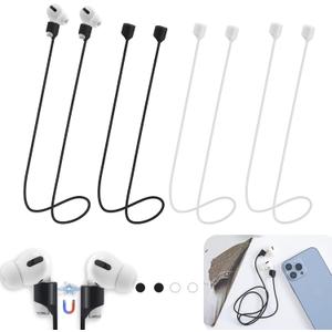 Magnetic Anti-Lost Straps for AirPods,4 Pack Ultra Strong Magnetic AirPods Strap Anti-Lost Neck Rope Cord,Soft Silicone Sports Lanyard Compatible with AirPods 1&2/ Pro /2nd/3rd (2Black+2White)