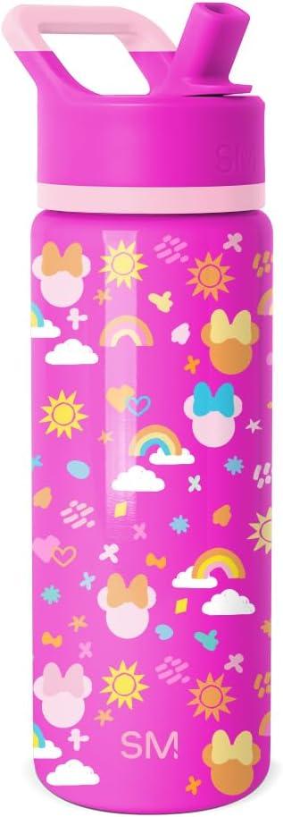 Simple Modern Kids Summit Water Bottle with Straw Lid | Disney Mickey Mouse 18oz Stainless Steel Cup Insulated Tumbler for Boys, Girls, School | Minnie Doodle Disney
