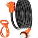 WELLUCK 50 Amp 15FT RV Power Extension Cord with Cord Organizer, Heavy Duty NEMA 14-50P to SS 2-50R RV Twist Locking Adapter Plug for RV Camper and Generator to House, 6/3+8/1 Gauge, ETL Listed