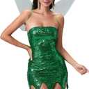 Women Forest Fairy Costume Pretty Elf Princess Tube Top Dress with Wings Halloween Cosplay Themed Party Dress (Medium)