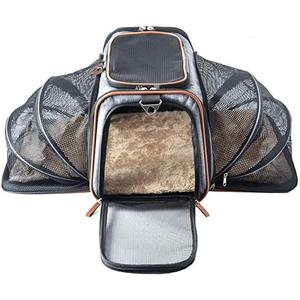 Premium Airline Approved Expandable Pet Carrier by Pet Peppy- Two Side Expansion, Designed for Cats, Dogs, Kittens,Puppies - Extra Spacious Soft Sided Carrier! Grey