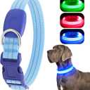 Light Up Dog Collar, LED Lighted Reflective Dog Collars for Night USB Rechargeable, Glow Collar for Dogs, Waterproof Adjustable Flashing Dog Collar for Night Safety (Blue, Small)