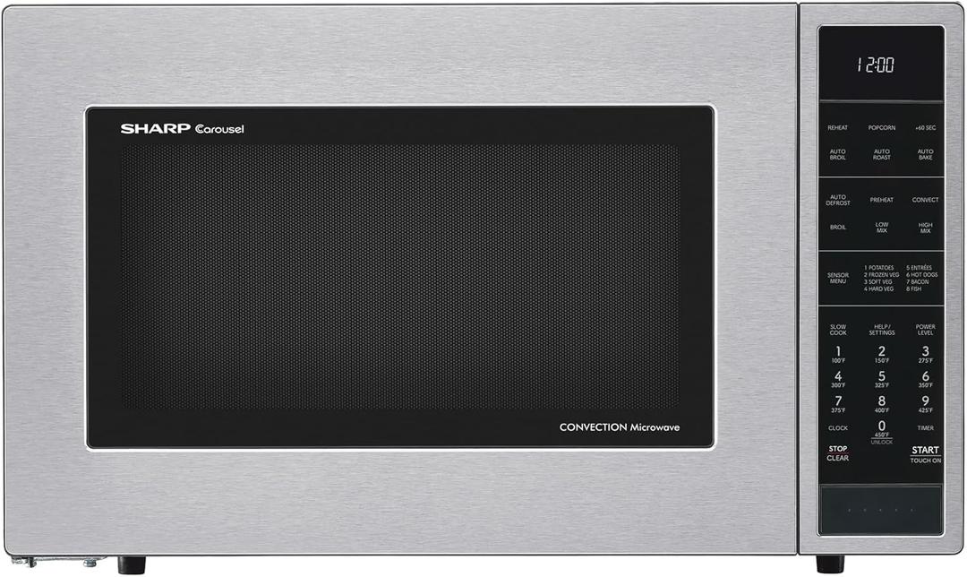 SHARP SMC1585KS Convection Countertop Microwave Oven with Removeable 15.4" Carousel Turntable, 1.5 Cubic Feet, 900 Watt, Sensor Cooking, Stainless Steel