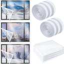 3 Sets 87 x 118 Inch Window Insulation Kit Cuttable Transparent Film with Adhesive Straps Reusable Window Plastic for Patio Winterizing Thicken Warm Winter Waterproof Attic Insulation Cover