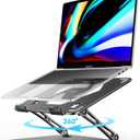 ivoler Adjustable Laptop Stand with 360 Rotating Base, Ergonomic Laptop Stand for Desk, Foldable & Portable Laptop Riser, Suitable for Collaborative Work, Fit MacBook Laptops up to 16 inches[Black]