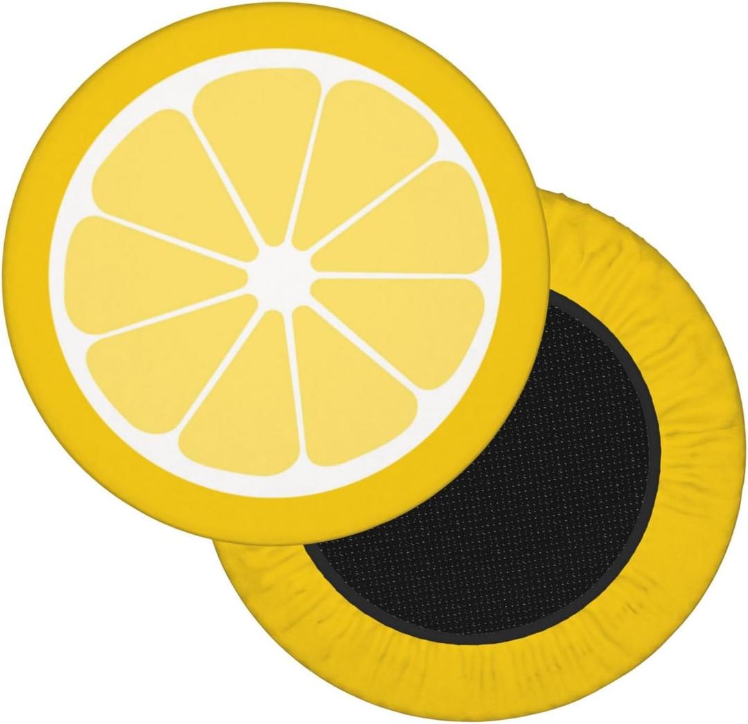 Lemon Round Bar Stool Cover 13 Inch, Soft Breathable Velvet Chair Seat Cushion Slipcover for Cafe Restaurant Hotel Bar