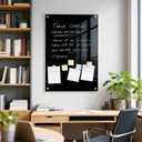 Black Dry Erase Board, 36" x 24" (3' x 2') Magnetic Large Black Glass Board Frameless Wall Mounted Glass Whiteboard for Office, School & Home with 1 Acrylic Pen Tray & 6 Strong Magnets