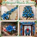18 Pcs 12" 9.8" Large Poinsettia Flowers Artificial for Christmas Tree Glitter Poinsettias Picks with Stem Xmas Faux Silk Floral Ornaments for Santa Garland Home Decoration Party(Blue)