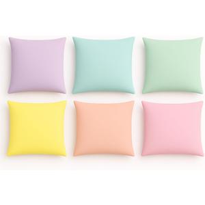 6 PCS Pastel Calm Down Corner Throw Pillowcase 18x18 Inch Square Throw Pillow Covers Reading Nursery Home Bedroom Decor Teacher Counselor(Covers Only)