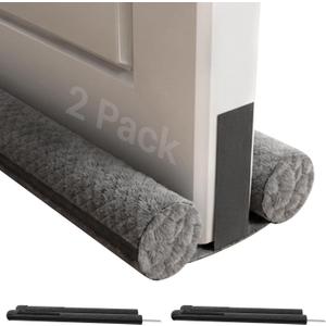 Shouken 2 Pack Premium Velvet Under Door Draft Stopper, 30'' to 36'' Adjustable Gap Filler, Double-Sided Windproof Seal, Easy Install to Block Noise, Cold Air, Light, Dust, and Drafts