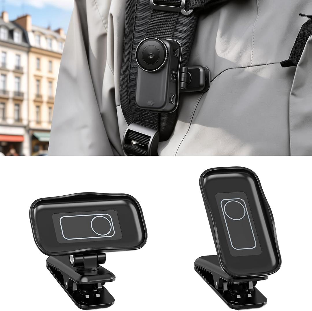 AMAZEAR Backpack Clip Mount for DJI Osmo Nano/Xtra Atto Accessories, 360 Adjustable Hat Holder with Strong Grip, Quick Magnetic Connection, Lightweight for Vlogging, Travel, Outdoor Shooting, Black