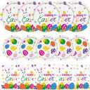 150 Pcs Happy Easter Plates and Napkins - Easte Egg Paper Dinnerware Set, Cute Eastes Rabbit Dinner Dessert Plates Luncheon Napkins Tableware for Easter Activity Party Supplies Table Decor, Serves 50