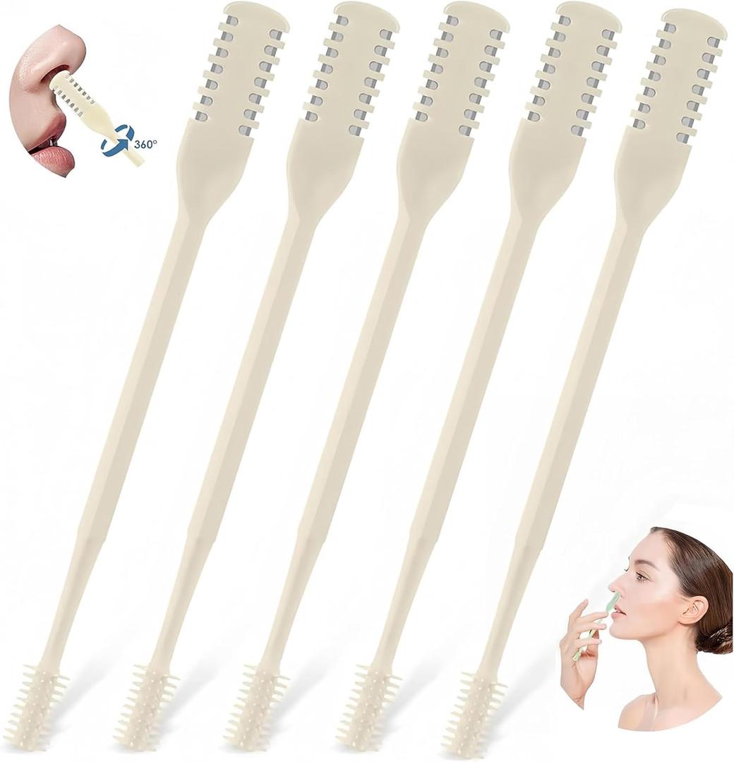 Nose Hair Trimmer 5 Pcs 2-in-1,2026 New Double Sided Nose Trimmer.Portable 360 Rotating Manual Nasal Hair Cutter for Men and Women, Manual Hair Remover for Home Travel Essentials (Butter Yellow -5pcs)
