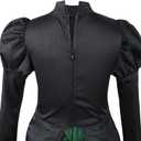 IKALI Women Gothic Witch Costume with Halloween Hat, Medieval Fairytale Witch Fancy Dress Up for Adults Big Girls (Black)