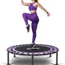 Newan 40"-48" Silent Mini Trampoline Fitness Trampoline Bungee Rebounder Jumping Cardio Trainer Workout for Adults-Max Limit 330lbs (A 40" Round violet (NO Handle))