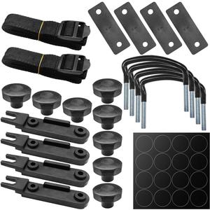 4PCS Roof Box U-Bolt Clamps, Universal Car Roof Rack Mounting Brackets with 8 Lock Nuts & 2 Straps, Car Rooftop Cargo Carrier Rack Bolts Mounting Fitting Kit