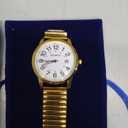 Avaner Men's Stretch Band Watches: Gold Silver Elastic Strap Large Face Quartz Easy Reader Bangle Wrist Watch for Men