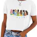 Magical Crop T Shirt for Women Magic Kingdom Shirt Family Vacation Tshirt Cute Castle Graphic Short Sleeve Tees, Large