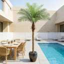 7ft Artificial Phoenix Palm Tree Tall Artificial Palm Trees with 15 Adjustable Leaves,Faux Phoenix Palm Plants for Outside Patio Pool Home Office Living Room Yard (1Pcs, 7ft)