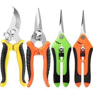 EWPJDK 4 Pack Garden Pruning Shears, Stainless Steel Garden Shears, Gardening Shears, Garden Scissors, Clippers, Pruning Snips, Pruning Shears for Gardening Tools (4PCS Yellow Orange Green)