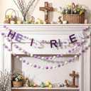 Breling 3 Pack He is Risen Banner Easter Felt Ball Garlands 10ft Pom Pom Religious Easter Decorations for Mantle Fireplace Church Spring Room Home Office Classroom Hanging Christian Decor