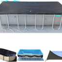 16x32Ft Rectangular Pool Cover with Side Storage for Oval and Rectangular Above Ground Pool, One-Piece Solar Oval Pool Cover, Preventing Waterlogging, UV and Weather Resistant WP:10000kPa+