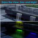 AquaMiracle All-in-1 Pond Waterfall Kit with LED Lights, 18" Stainless Steel Spillway with 800GPH Water Pump, Lighted Waterfall Fountain Outdoor for Water Garden, Backyard, Pool