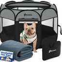 Dog Cat Playpen Indoor Outdoor for Puppy Pet Dogs Cat Recovery After Surgery, Dog Tent Crates Cage Indoor/Outdoor, Portable Pop Up Kennel with Carrying Case for Travel (Dark Grey with Pad, Medium)