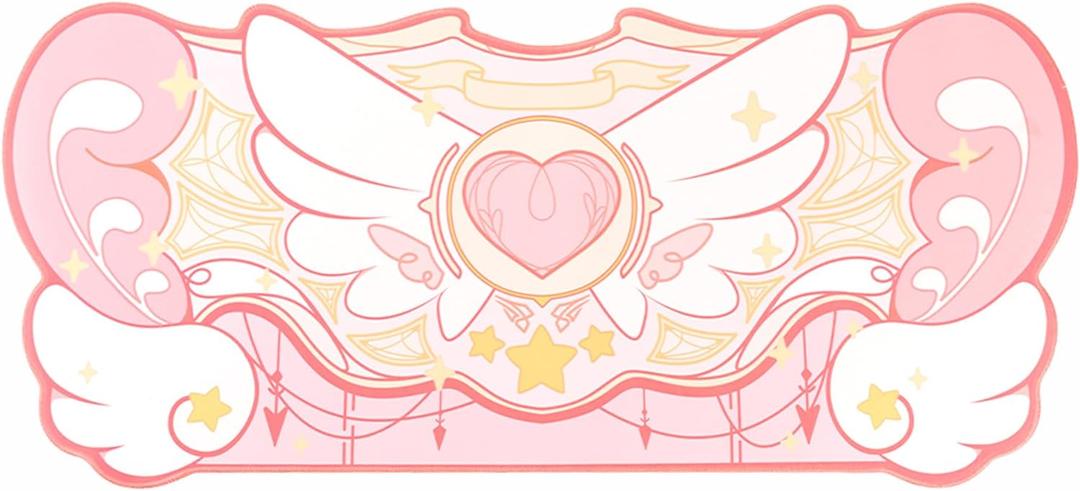 GeekShare Large Gaming Mouse Pad Kawaii Pink Non-Slip Rubber Back Mouse Pad Big Waterproof Desk Mat for Keyboard and Mouse Perfect for Gaming,or Home Office Work - Star WingsSuper Dense Cloth