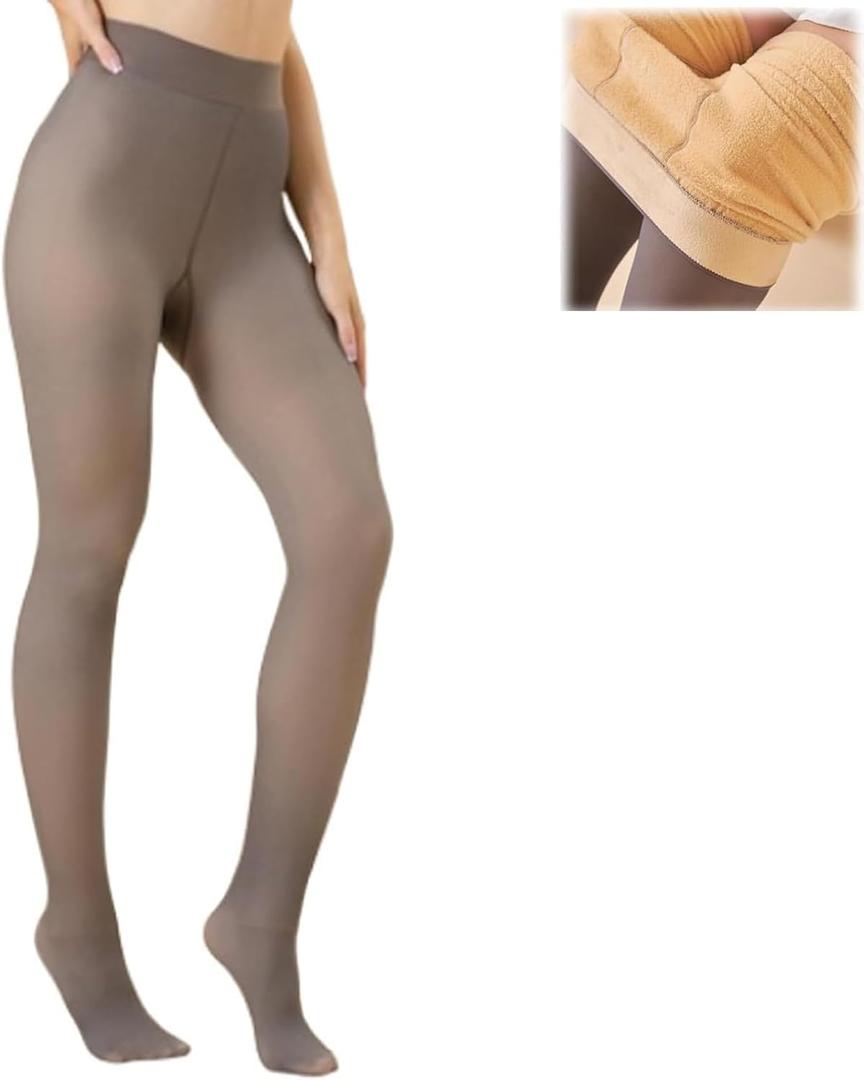 My Fleecies Tights Fleecies, Women Fleece-Lined Tights, Fake Translucent Pantyhose High Waisted Thermal Leggings, Thick Warm Tights for Women Winter (Coffee-300g, M)