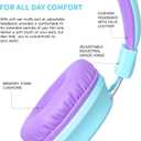 Olyre Kids Headphones, Toddler Headphones with Cord for School Plane Travel, Lightweight Stereo Wired Children Earphones with HD Microphone for Boys Girls for PC Cellphone Tablet(Icy Mint Blue/Purple)