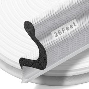 26 Feet Long Reach Door Weather Stripping Door Seal Strip, New Upgraded V-Shaped Replacement Kerf Weather Stripping for Door Frame Door Insulation, Easy Cut to Size(White)