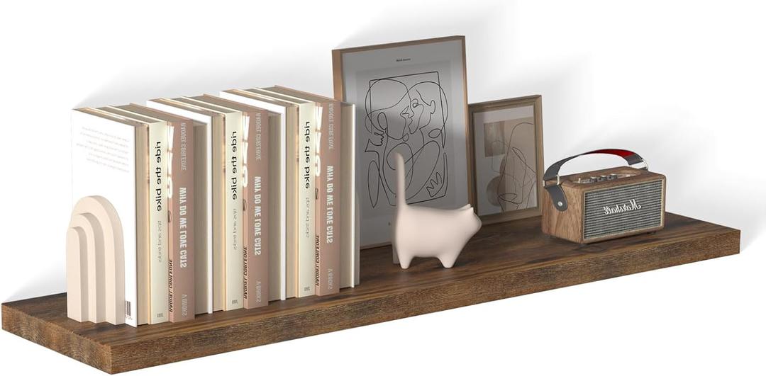 Large Floating Shelves for Wall 1 Pack Deep Floating Shelves No Drilling Accessories Included Deep Wall Shelves for Living Room Kitchen Farmhouse 48" W x 12" D x 1.2" H Rustic Brown