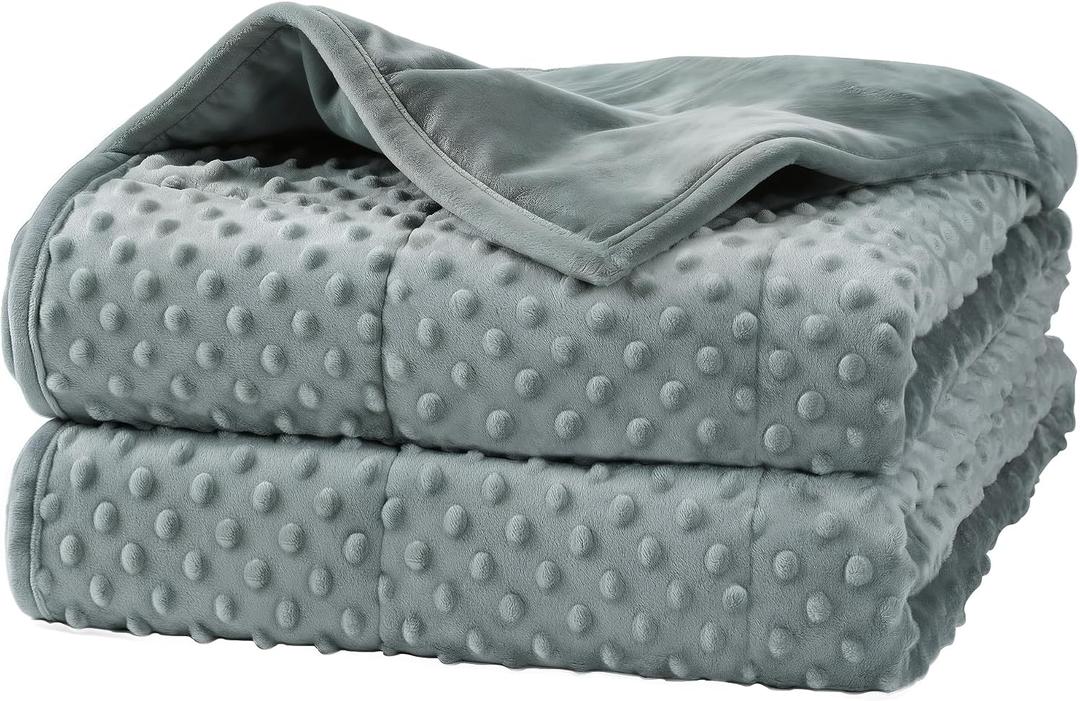 Alomidds Weighted Blanket (60"x80",15lbs Queen Size - Grey), Weighted Blankets for Adults and Kids, Cooling Breathable Soft and Comfort Minky, Heavy Blanket Microfiber Material with Glass Beads