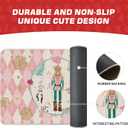 Artoid Mode Pink Diamond Plaid Nutcracker Christmas Doormat, Winter Home Decor Low-Profile Door Mat Floor Mat 24x35 Inch