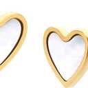 555Jewelry Small Delicate Mother of Pearl Heart Stud Earrings for Ladies & Women