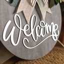 Welcome Sign for Front Door Wreath Decorations for All Seasons Front Porch Decor Hanging Gift for Farmhuose Home Outdoor Indoor(Welcome)