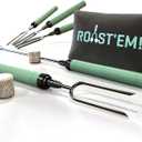 Jolly Green Products Rotating Marshmallow Roasting Sticks for Campfire & Bonfire | Extra Long Hot Dog & Smores Sticks for Fire Pit | Camping Smores Kit | Retractable Campfire Skewers | Set of 5