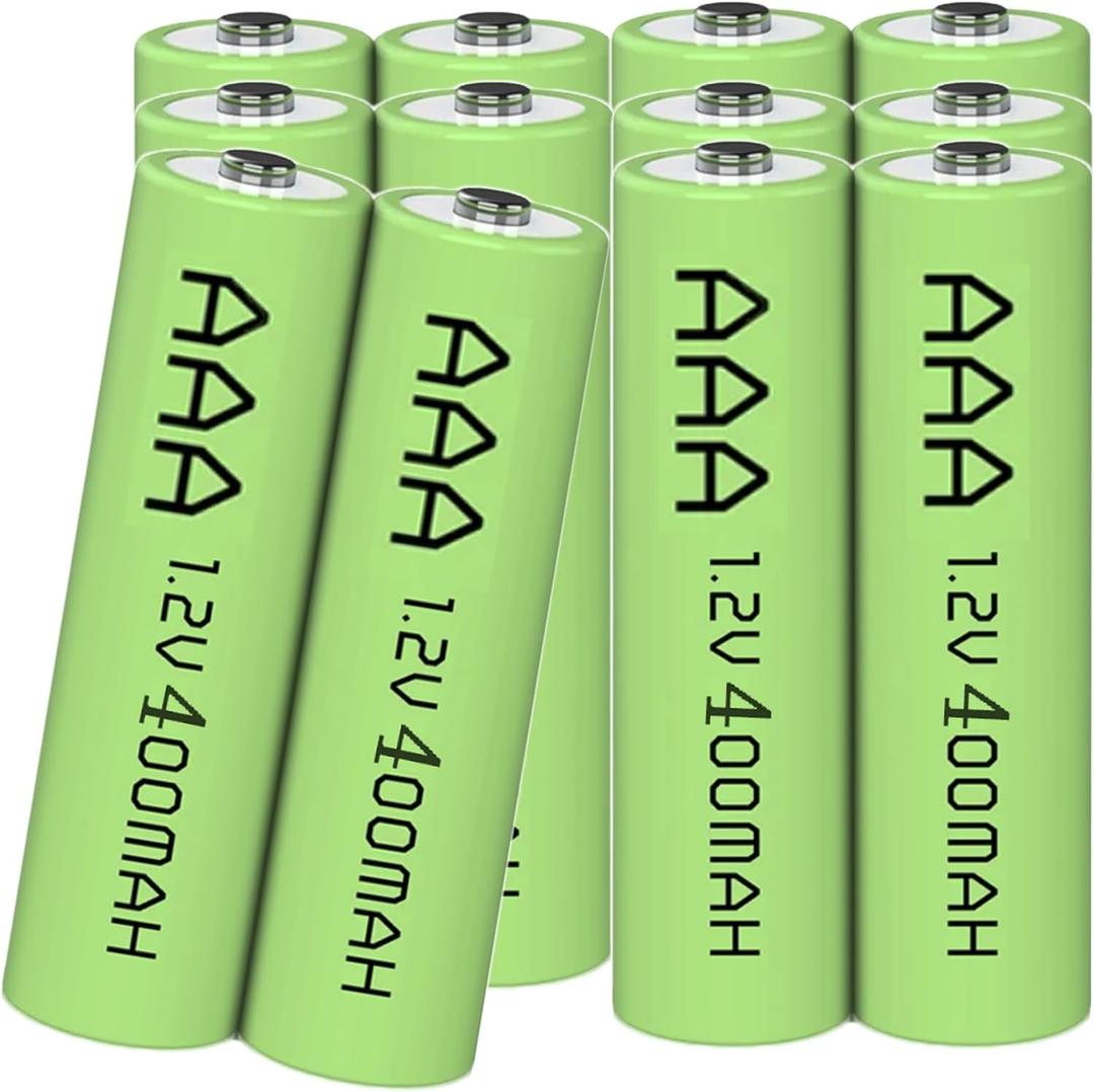 12 Packs 1.2V AAA 400mAh Ni-MH Rechargable Batteries for Garden Landscaping Solar Lights (AAA Size Cell)