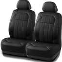 Road Comforts Car Seat Covers, Breathable Leather Seat Covers, Car Seat Covers Front Seats Airbag Compatible, Automotive Seat Covers for Most Cars, Vans, Trucks, SUV-Black