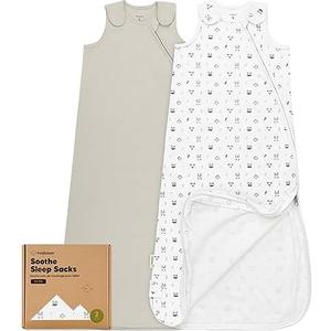 2-Pack Organic Baby Sleep Sacks, 100% Cotton - Soft & Breathable 0.5TOG Baby Wearable Blanket, Toddler Sleeping Sack 18-24 Months, Easy to Wear Transitional Swaddles for Newborns, Infants (Nordic, L)