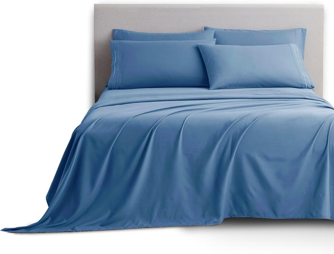 Clara Clark Twin Sheets, 5 Piece Set - Hotel Luxury Sheets for Twin Size Bed, Super Soft Bedding Set, Twin Size, Blue Heaven
