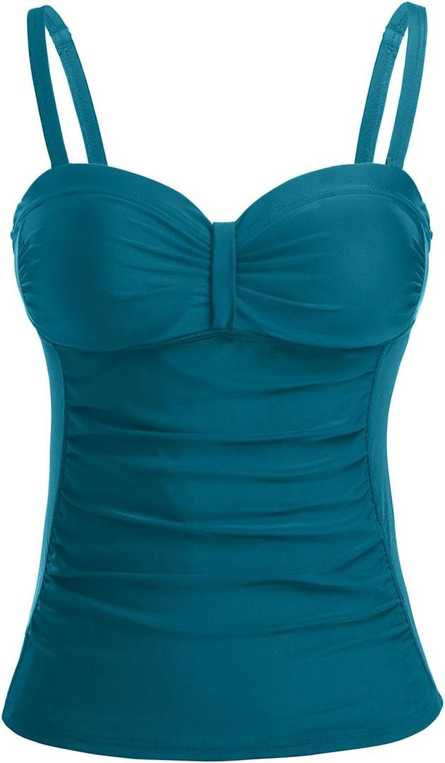 Women's Underwire Tummy Control Swimsuit Top with Push Up - No Bottom Included (X-Large, Teal)