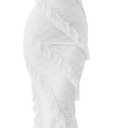 HOCILLE Women's Sexy V Neck Floral Lace Wedding Bodycon Spaghetti Strap Elegant Ruffle Maxi Cocktail Party Dresses (Medium, White)