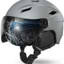 Odoland Ski Helmet with 2-in-1 Visor Goggles, Light Weight Snowboard Helmet for Men Women, Snow Sport Helmets for Skiing, Skating, Snowboarding (Dark Gray)