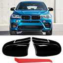 Jaronx Compatible with BMW Mirror Cover X3 F25 LCI 2014-2018/X4 F26 2015-2017/X5 F15 2014-2018/X6 F16 2015-2019, Clip-on Left & Right Side Ox Horn Style Rearview Mirror Caps for BMW(Glossy Black)