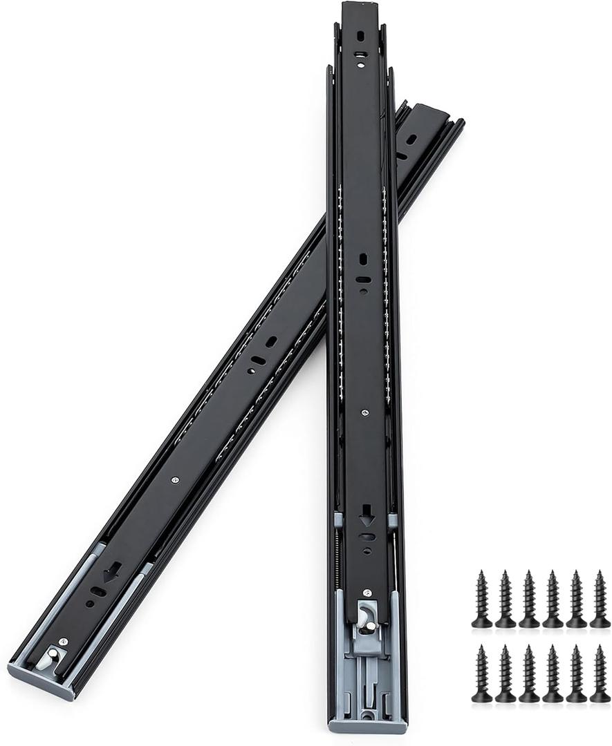 Soft Close Drawer Slides 20 Inch, Full Extension Ball Bearing Heavy Duty Drawer Slides Side Mount for Cabinet (1 Pair, Black)