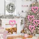 Syhood 2 Pcs 10'' Large Valentine's Day Heart Tree Ornaments 3D Heart Valentine Ornaments Glitter Tree Decor Wreath for Front Door Wall Mantel Party Decor (Pink)